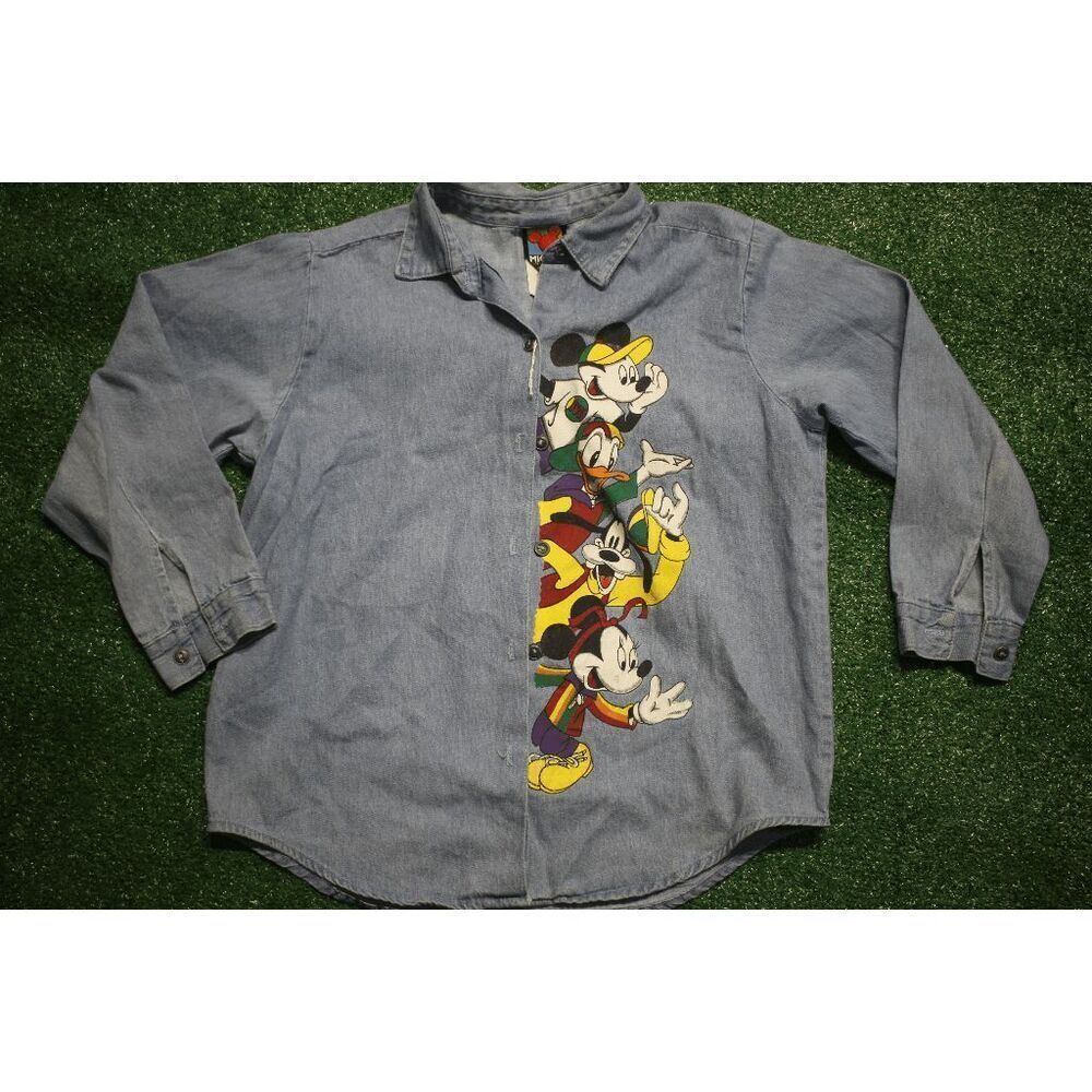 Vintage Disney Mickey & Friends Denim Shirt by Mickey Unlimited - Size 10 (Youth